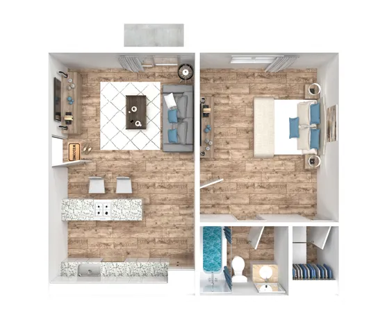 Collective 1 Bedroom floorplan