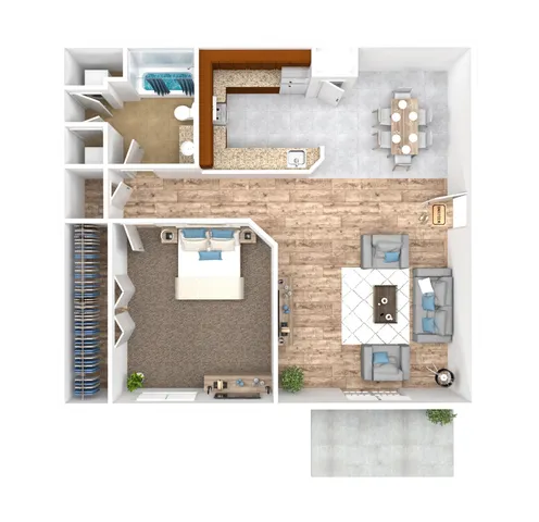 Collective 1 Bedroom Floorplan