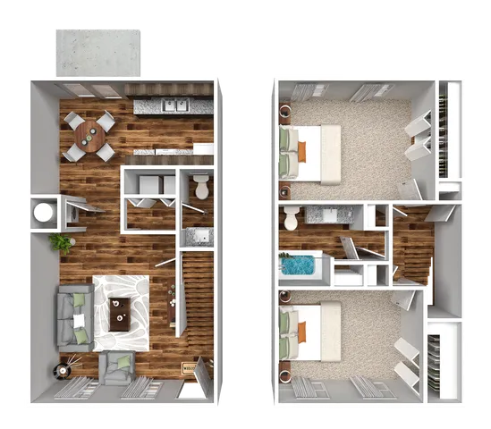 Two Bedroom Two and a Half Bathroom
