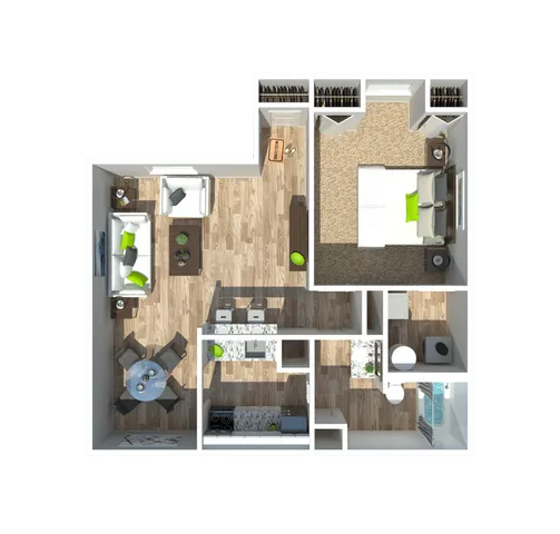 1 bedroom 1 Bathroom layout