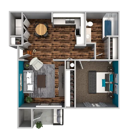 1 Bedroom 1 Bathroom Floorplan