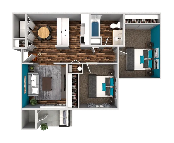 2 Bedroom 1 Bath Floorplan