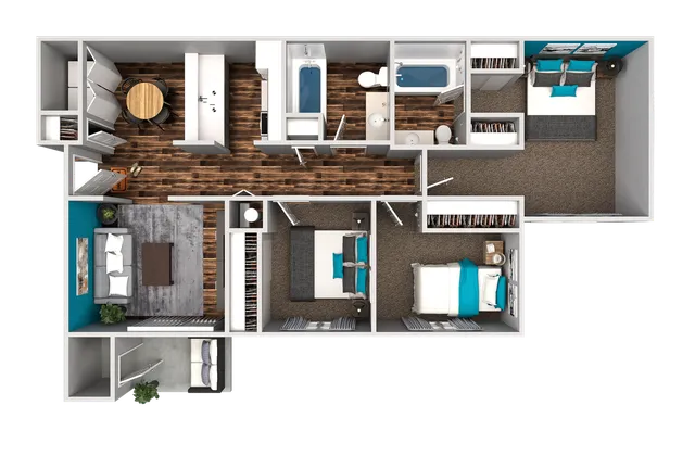 3 Bedroom 2 Bath Floorplan
