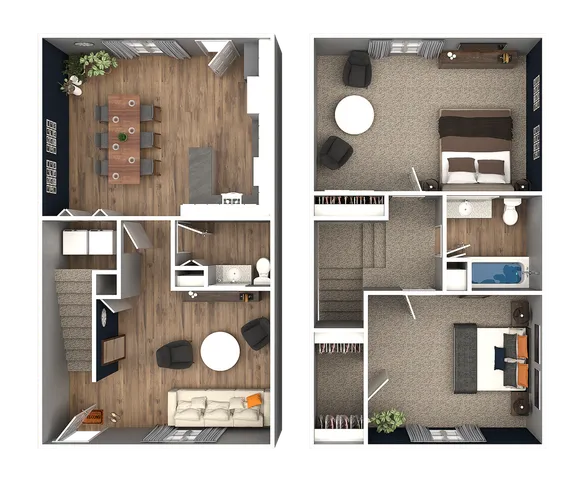 2 Bedroom 1.5 Bathroom Floorplan