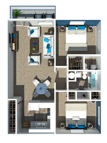 Two Bedroom | One + Half Bathroom