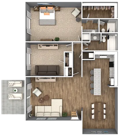 One Bedroom Two Bathroom