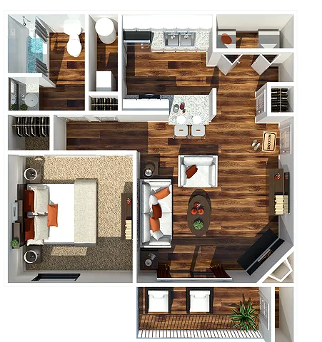 1 Bedroom / 1 Bath 727 SF