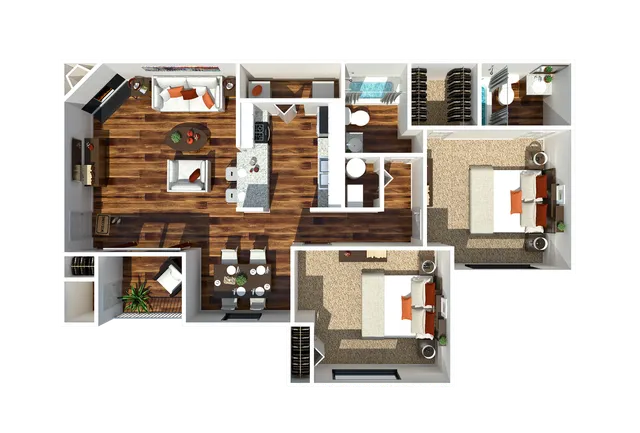 2 Bedroom | 2 Bath 1009 SF