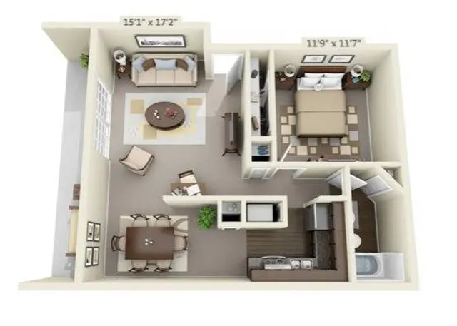 One Bedroom Apartment Floor Plan Image