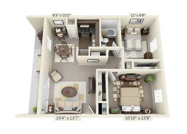 Two Bedroom Apartment Floor Plan Image