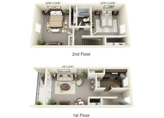 Two Bedroom Townhouse Floor Plan Image