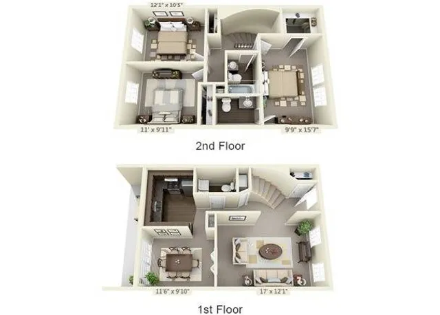 Three Bedroom Townhouse Floor Plan Image