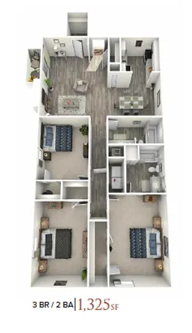 The Izzy Apartments 3 Bedroom, 2 Bathroom, Den, 1325 SF