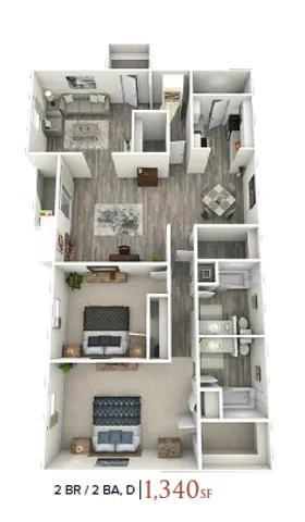The Izzy 2 Bedroom, 2 Bathroom, Den, 1340 SF