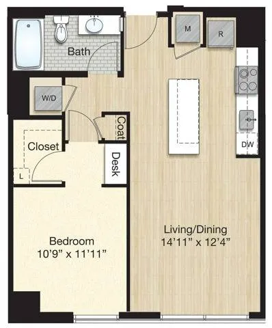 T61.0 1 Bed 1 Bath - Small
