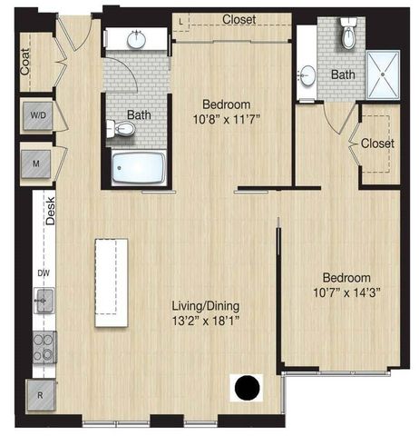 Tier 77 - Small 2 Bed/2 Bath. Units  371, 471, 571, 671, 771, 871, 971, 1071 and 1171