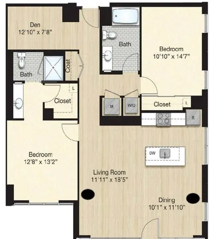 Tier 52.1 - Small 2 Bed 2 Bath with Den