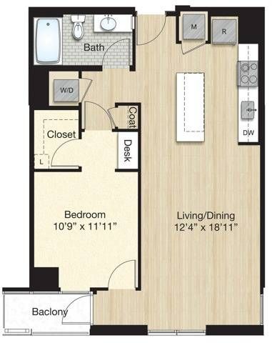 T61.1 - Large 1 Bed 1 Bath with Balcony
