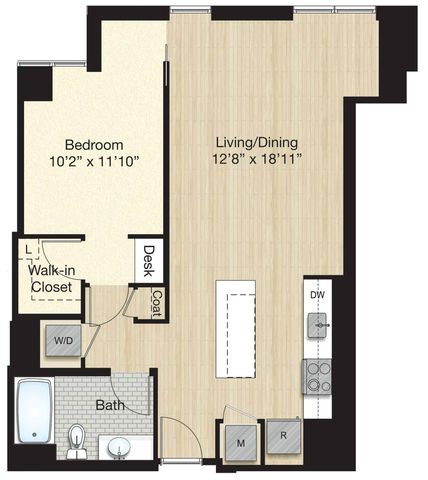 Tier 57.0 - Large 1 Bed 1 Bath