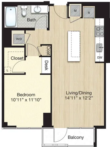 Tier 63.1 Small 1 Bed 1 Bath with Balcony