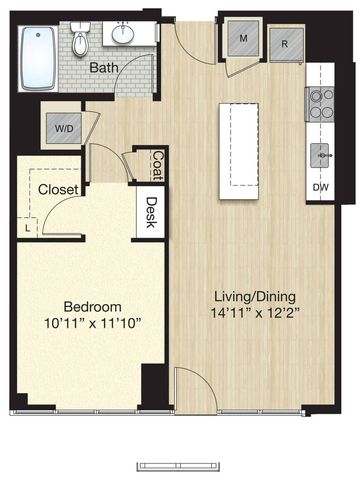 Tier 63.2 - 1 Bed/1 Bath w/ Terrace: Unit#\'s 563, 763, 963 and 1163