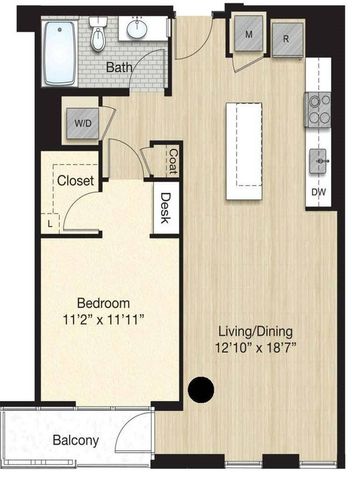 Tier 69.1 - Small 1 Bed 1Bath with Balcony