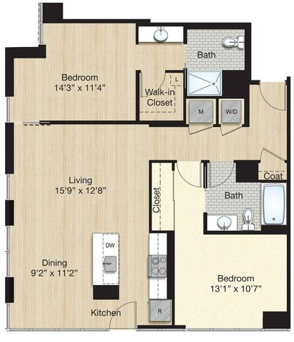 Tier 59.1 - 2 Bed 2 Bath