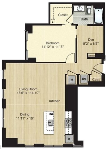 Tier 32.3 - 1 Bed with Den 1 Bath
