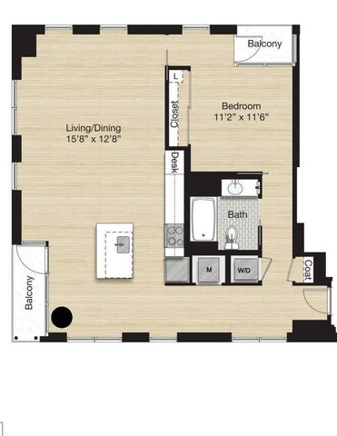 Tier 89.0 - 1 Bed 1 Bath with 2 Balconies