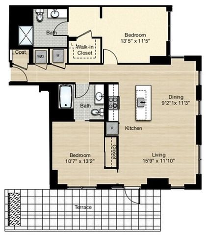 Tier 4.2 - 2 Bed 2 Bath with Terrace