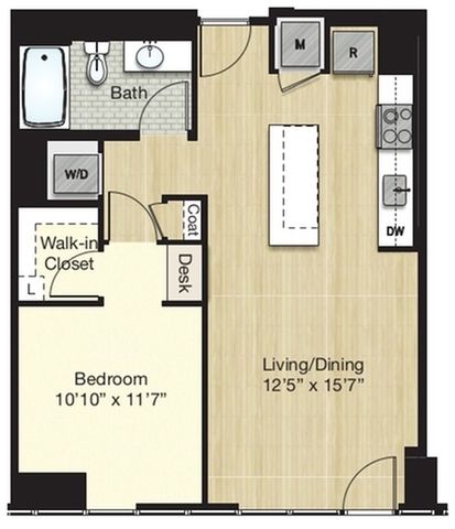 Tier 3.0 - 1 Bed 1 Bath with Balcony
