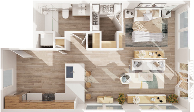 Bishop Arts - One-Bedroom Floorplan