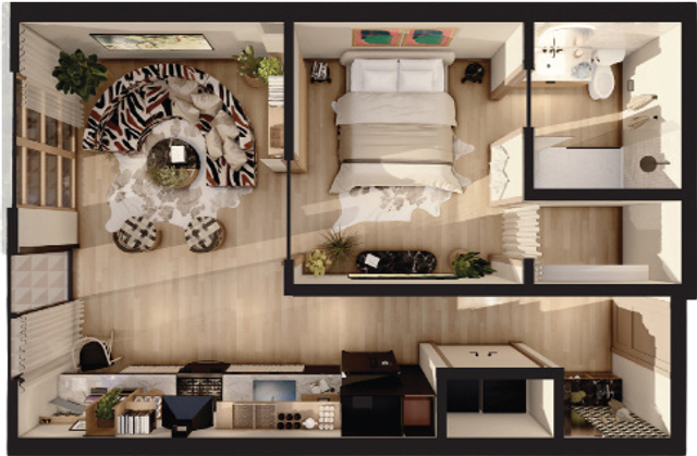 Bishop Arts - One-Bedroom Floorplan