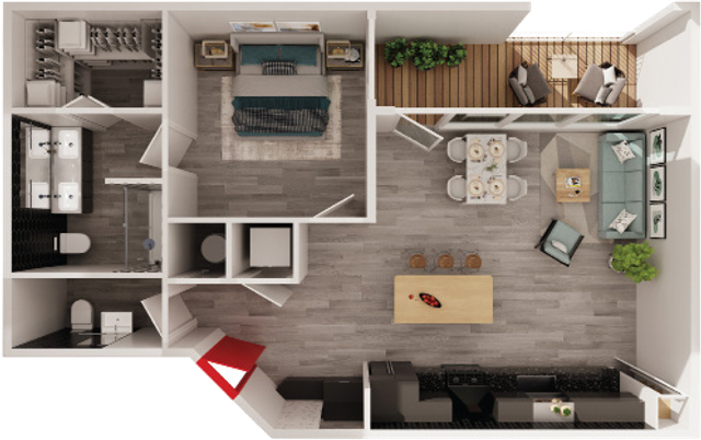 Bishop Arts - Two Bedroom Floorplan