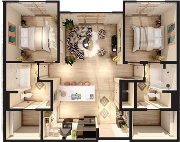 Bishop Arts - Two-Bedroom Floorplan