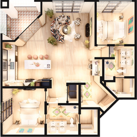 Bishop Arts - Two-Bedroom Floorplan