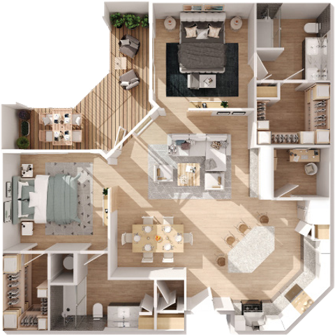 Bishop Arts - Two-Bedroom Floorplan