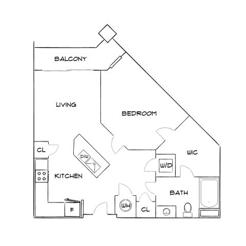 The Sawyer at One Bellevue Place - One Bedroom Floorplan