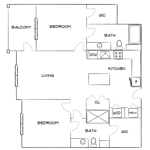 Harper Place at Bees Ferry - Two-Bedroom Floorplan