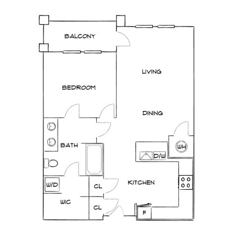 The Sawyer at One Bellevue Place - One-Bedroom Floorplan