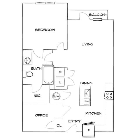The Anson - One-Bedroom Floorplan