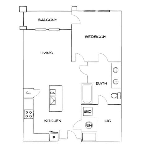 The Sawyer at One Bellevue Place - One-Bedroom Floorplan