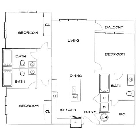 The Anson - Three-Bedroom Floorplan
