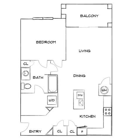 The Sawyer at One Bellevue Place - One Bedroom Floorplan