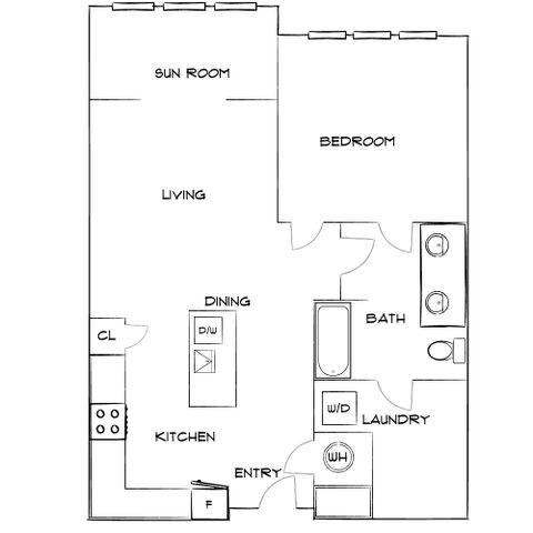 The Sawyer at One Bellevue Place - One-Bedroom Floorplan