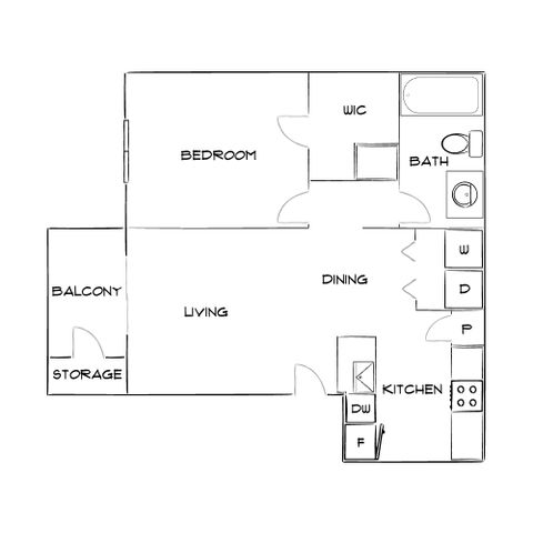 Anson at the Lakes - One Bedroom Floorplan