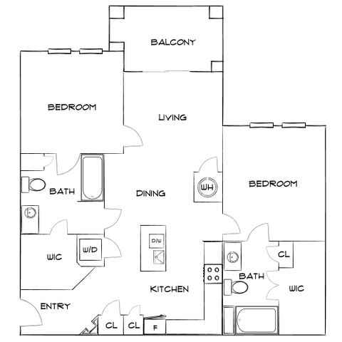 The Sawyer at One Bellevue Place - Two-Bedroom Floor Plan