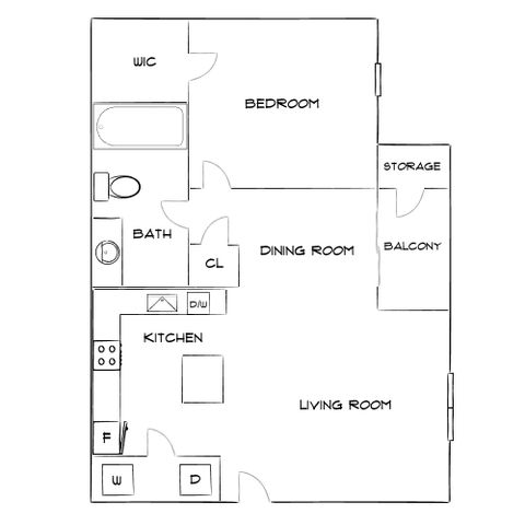 Providence Trail - One Bedroom Floorplan