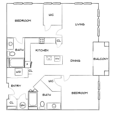 The Sawyer at One Bellevue Place - Two-Bedroom Floorplan