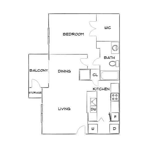 Anson at the Lakes - One-Bedroom Floorplan